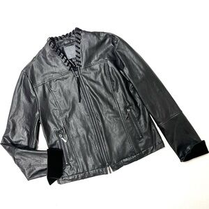 Lysse Black Faux Leather Moto Jacket - Size S